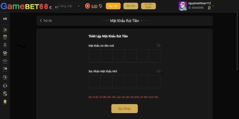 Tạo mật khẩu rút tiền tại King88.com để an toàn hơn